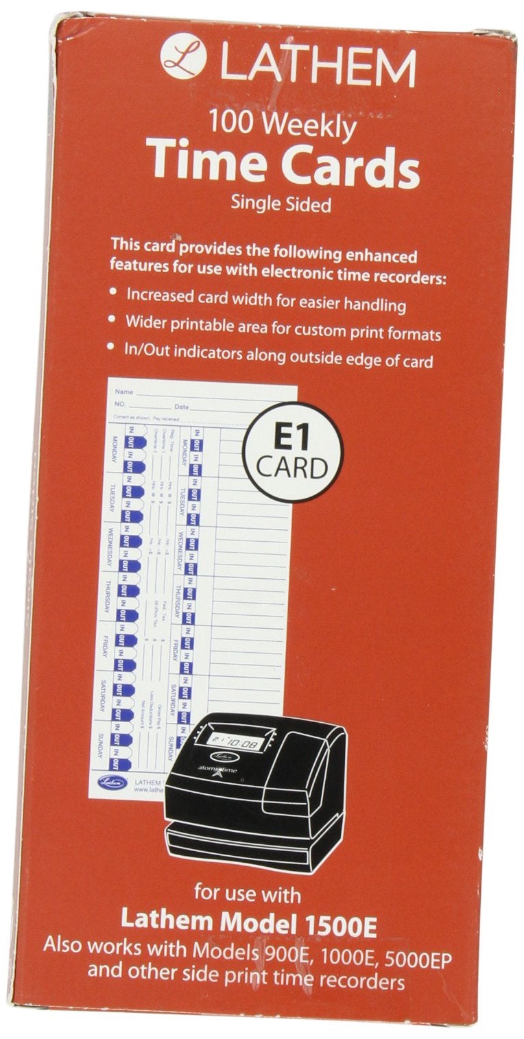 Lathem Time Universal Time Card, White, 100 per Pack (E100), 4 x 9 - Image 2